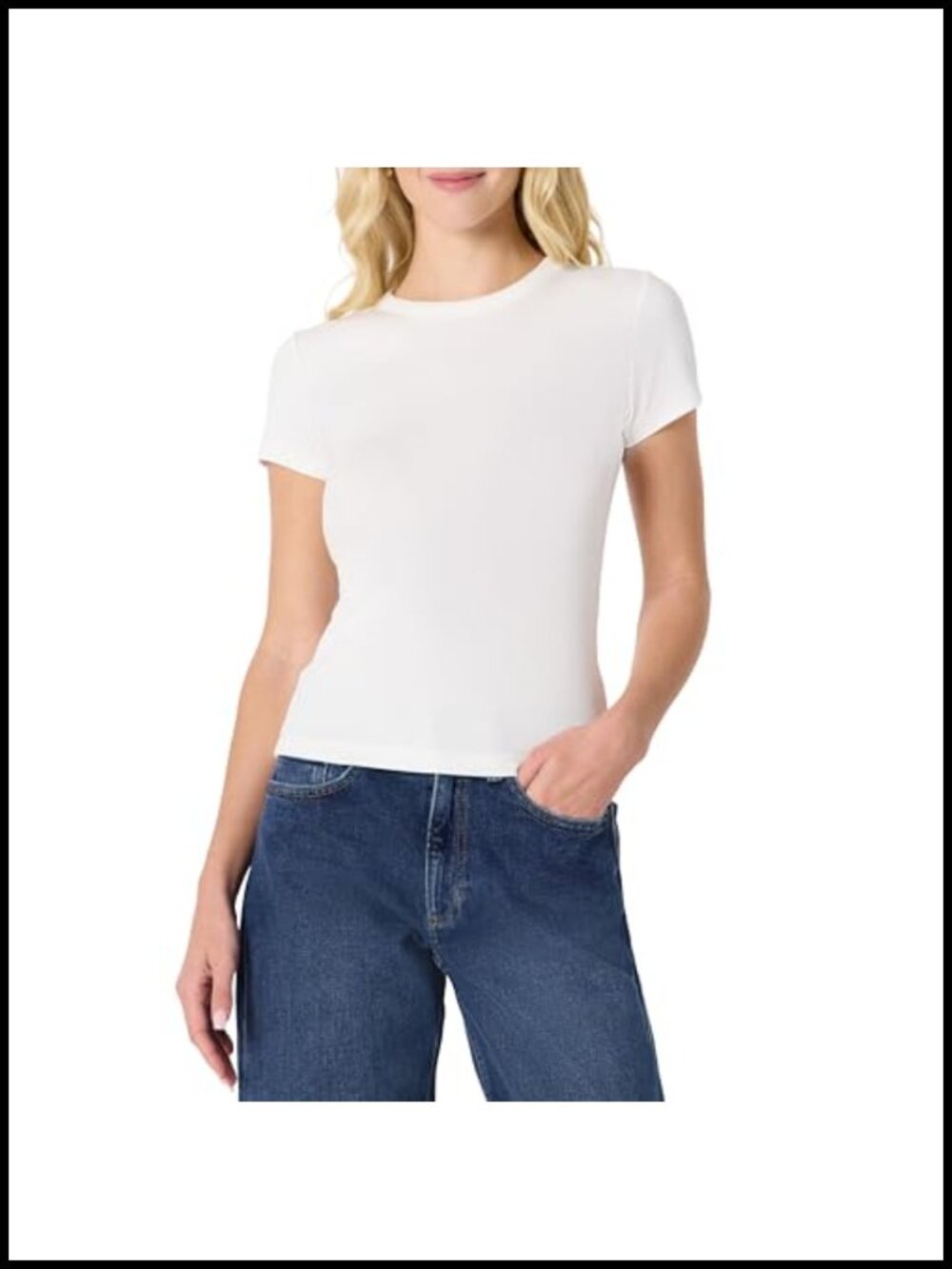 Slim Fit Rib Knit Short Sleeve Crewneck Tee Stretch Top